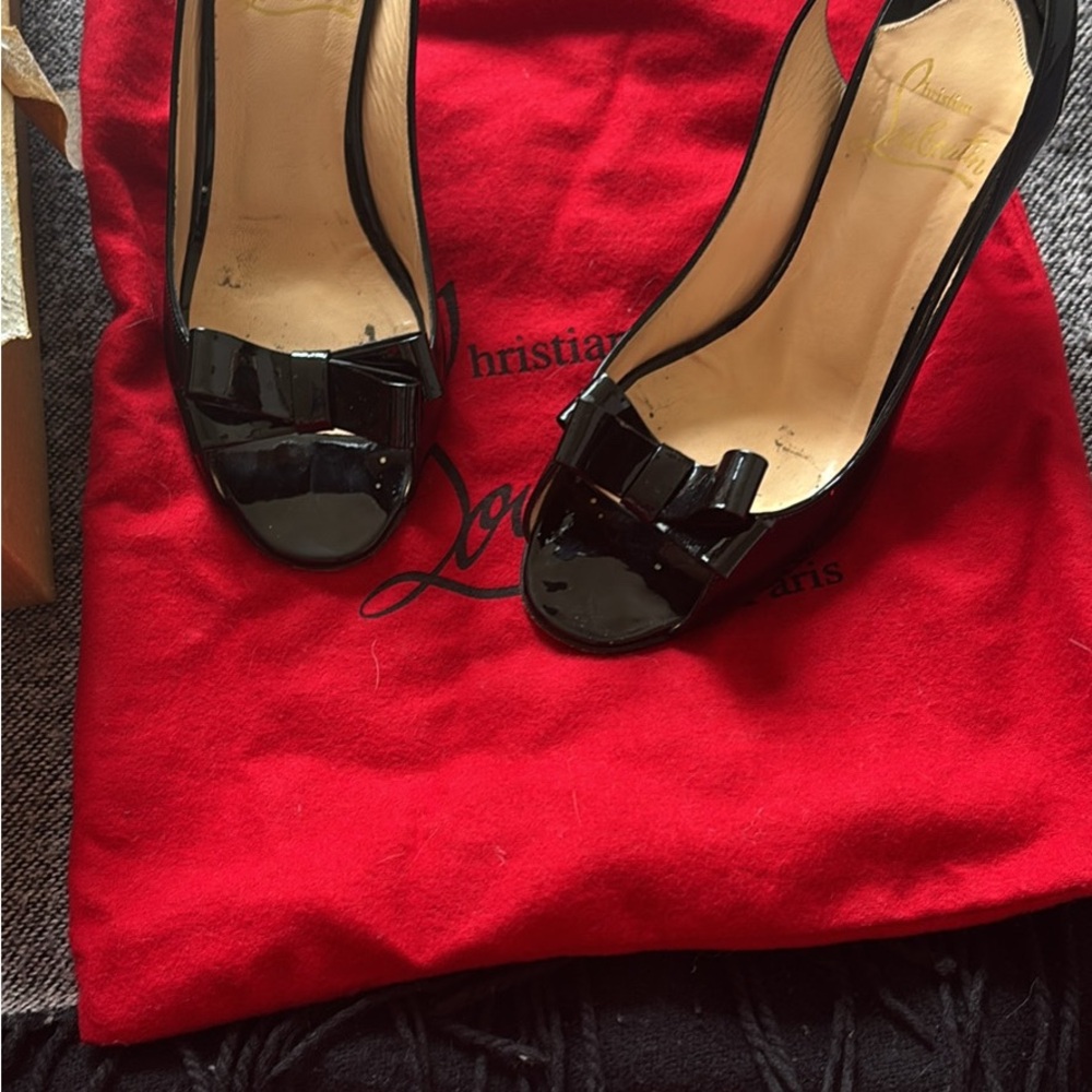 Christian Louboutin Black Heels with Bow Detail